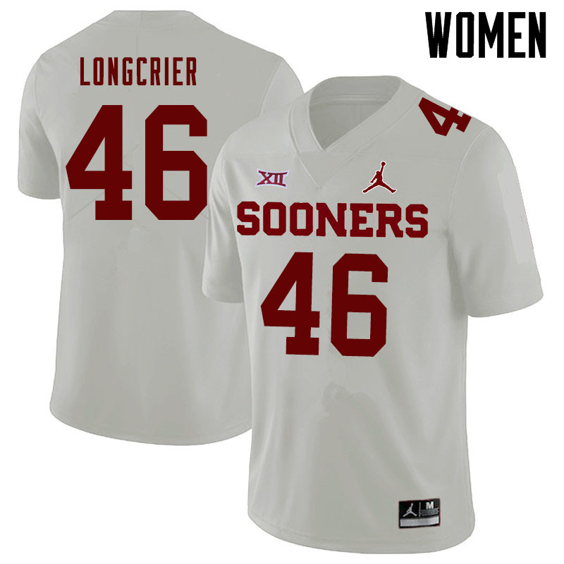 Jordan Brand Women #46 Hunter Longcrier Oklahoma Sooners College Football Jerseys Sale-White - Click Image to Close